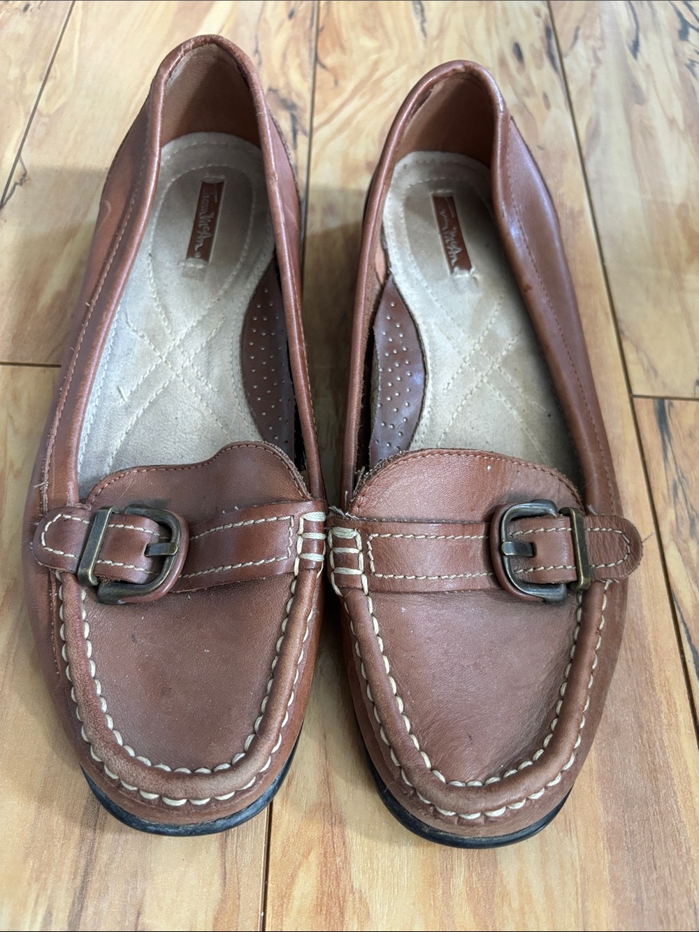 Women’s Thom McAn Brown Leather Buckle Loafers